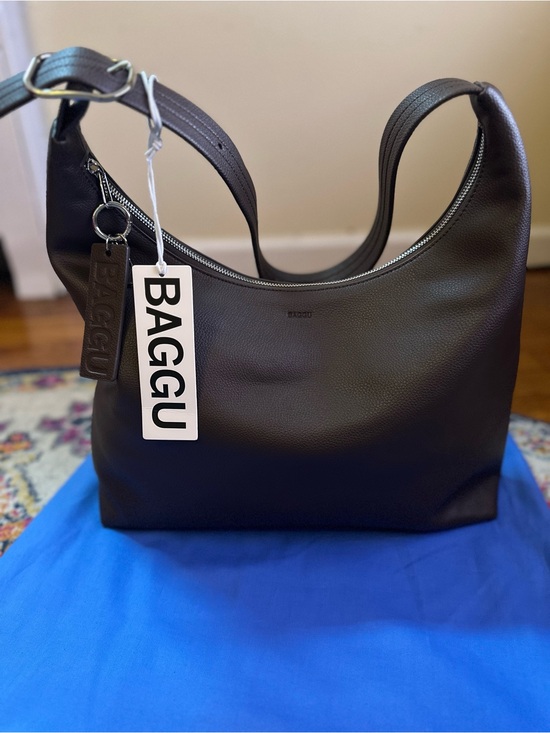 BAGGU Handbags - BAGGU Chocolate Brown Recycled Leather Shoulder Hobo
